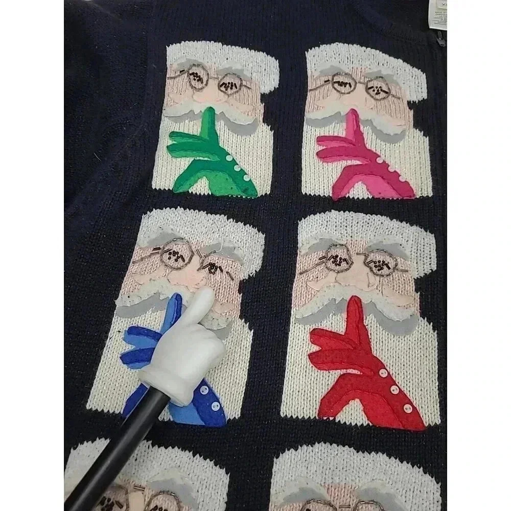 Vintage Susan Bristol Santa Claus Sweater Christmas Cardigan Women's Size XL - Picture 10 of 14